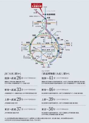 「大宮」駅からは在来線10路線、新幹線6路線で、都心は地方都市や観光地へスムーズにアクセスできるポジションです。
