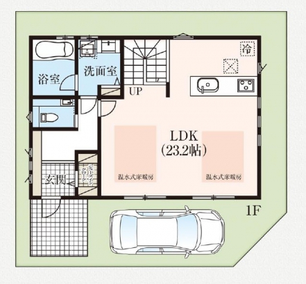 1階 間取り ナビホーム株式会社の施工事例 LDKのスケルトン階段が特徴的。収納豊富なグリーンガーデン浦和大戸／I号棟 thumbnail